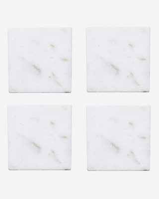 Marble coaster / white / square  / set of 4, , medium