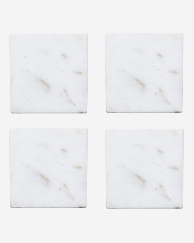 Marble coaster / white / square  / set of 4, , medium-null