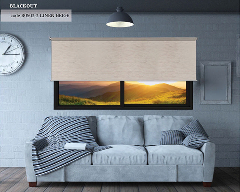 Roller blind blackout linen beige 190x160cm, , medium-null