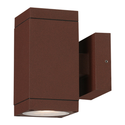 Sunlight 'liam' 2xgu10 (max.2x35w) φωτιστικο τοιχου πανω&κατω κυβος αλουμινενιο matt χρωμα σκουριας ip65 l125xw85xh145mm, , medium
