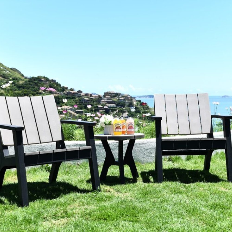 Product image: Bondi σετ πλαστικών καρεκλών και τραπεζιού (2 καρέκλες & 1 τραπεζάκι) μαύρο & γκρι, , medium-null