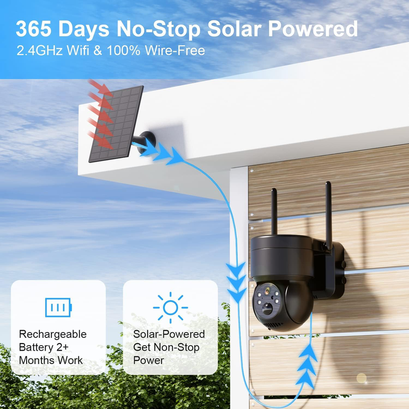 Woox r3569 outdoor battery camera 3mp ptz with solar panel, , medium-null