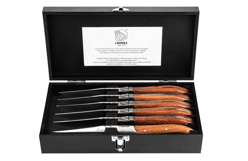 Laguiole luxury line set of 6 steak knives olive pakka rose, , medium image number null