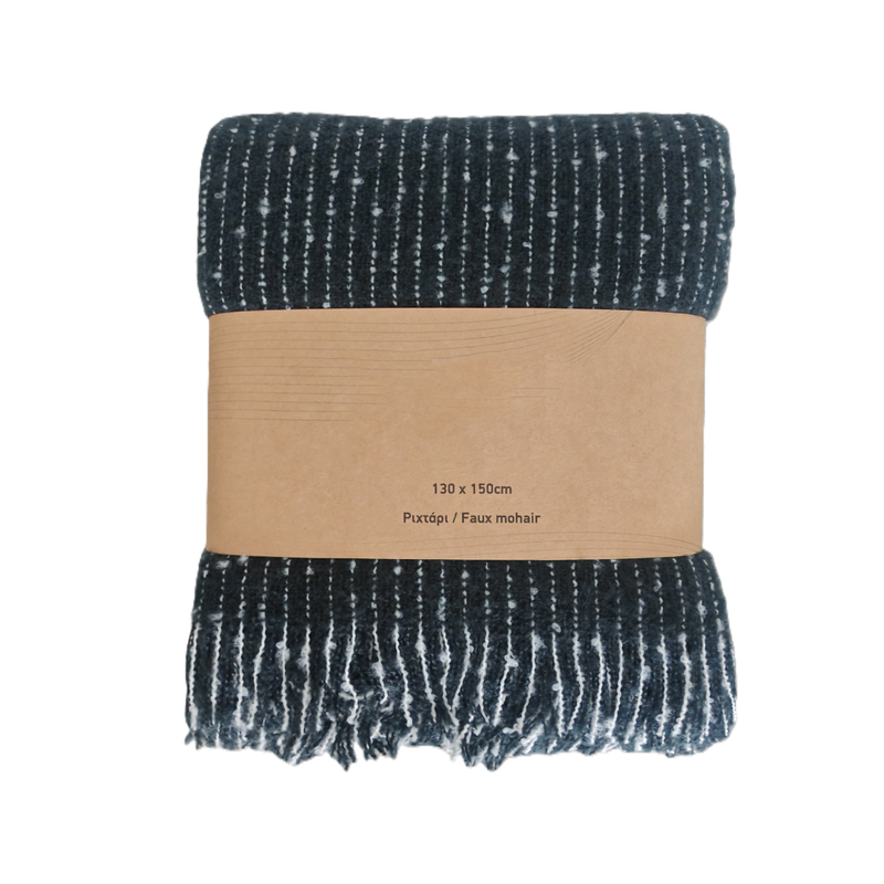 Faux mohair throw 130x150cm - charcoal, , medium-null