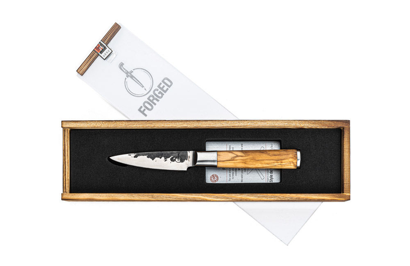 Forged olive wood paring knife 440c japanese steel 8.5cm, , medium image number null