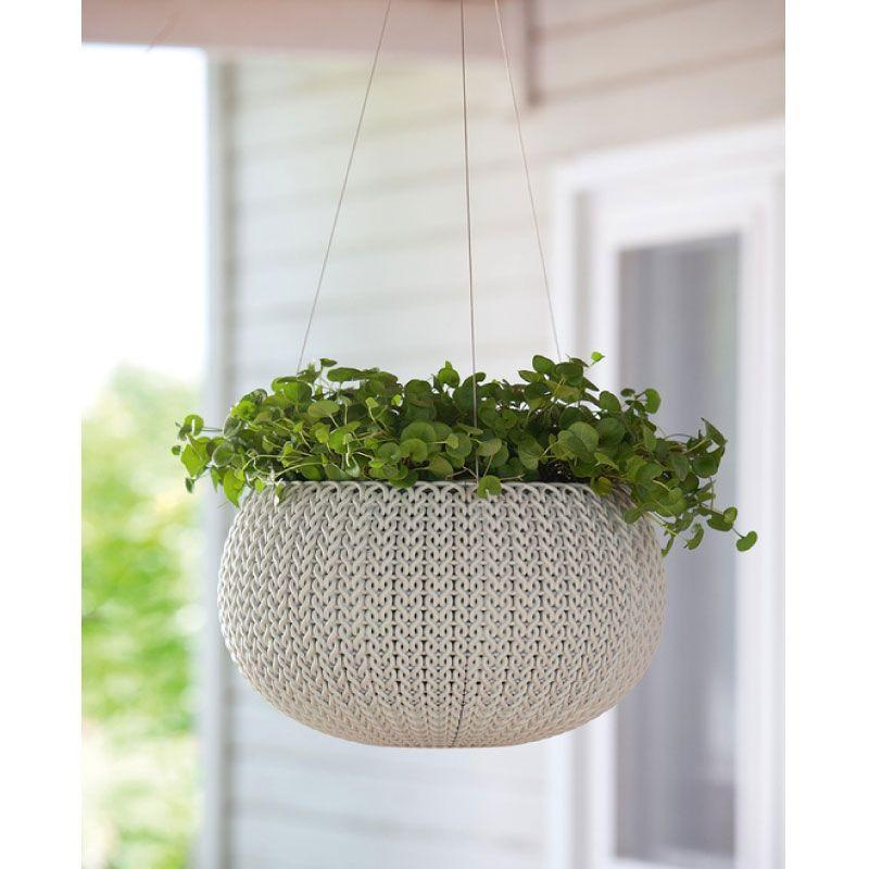 Product image: Keter cozy rattan planter medium with chain elegant - camel, , medium-null