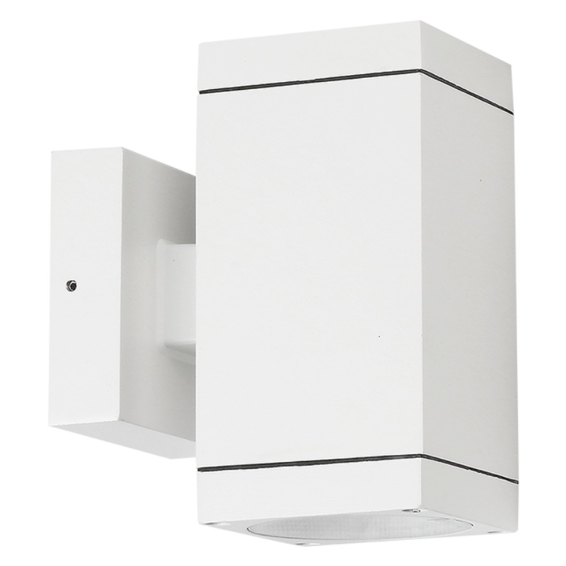 Sunlight 'liam' 2xgu10 (max.2x35w) wall light up&down cube aluminium matte white ip65 l125xw85xh145mm, , medium-null