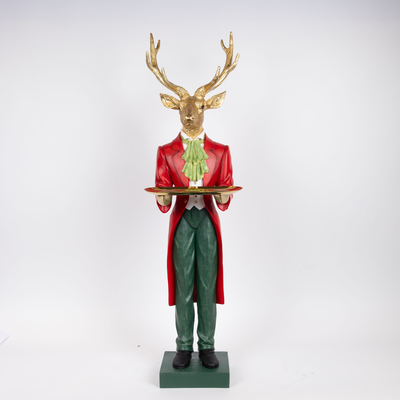 Resin reindeer with platter, , medium