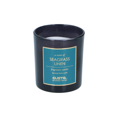 Candle in glass seagrass linen, , medium