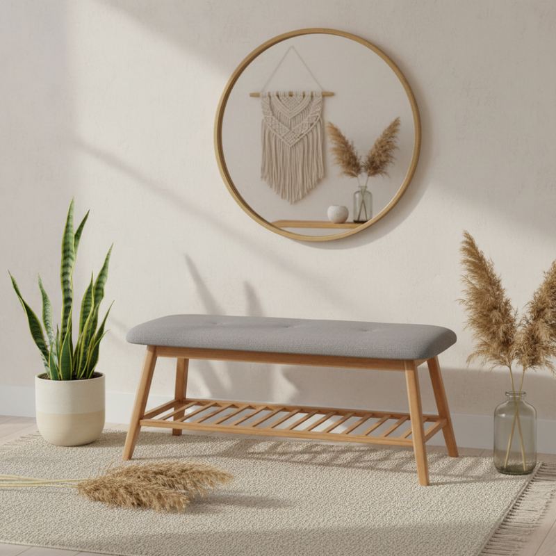 Paris bamboo bench gray 100x30.5x44cm, , medium-null