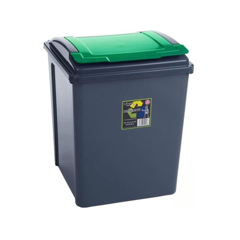 Product image: Κάδος ανακύκλωσης 50l με πράσινο καπάκι, ανθεκτικός, εύχρηστος & υγειονομικά σχεδιασμένος, , medium-null