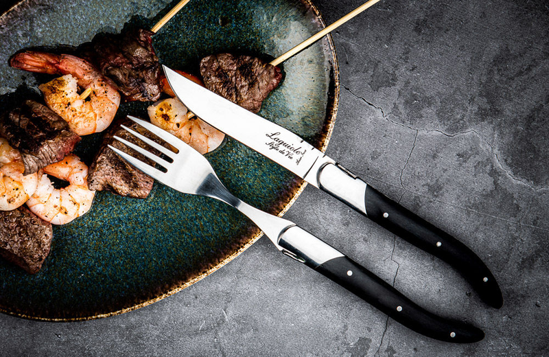 Laguiole luxury line set of 6 forks black ebony wood - 2.5mm thick, , medium image number null
