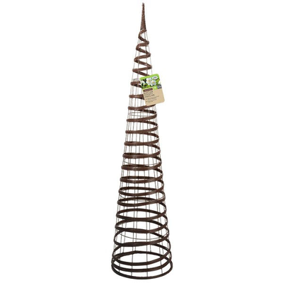 Faux rattan obelisk column 1.5m chestnut, , medium