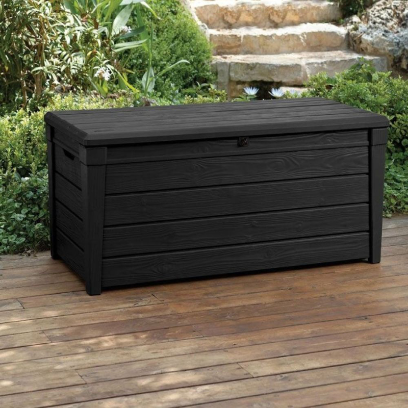 Product image: Keter brightwood κουτί αποθήκευσης 454l ανθρακίνιδανικό για μαξιλάρια, αξεσουάρ κήπου, εργαλεία και παιχνίδια, , medium-null