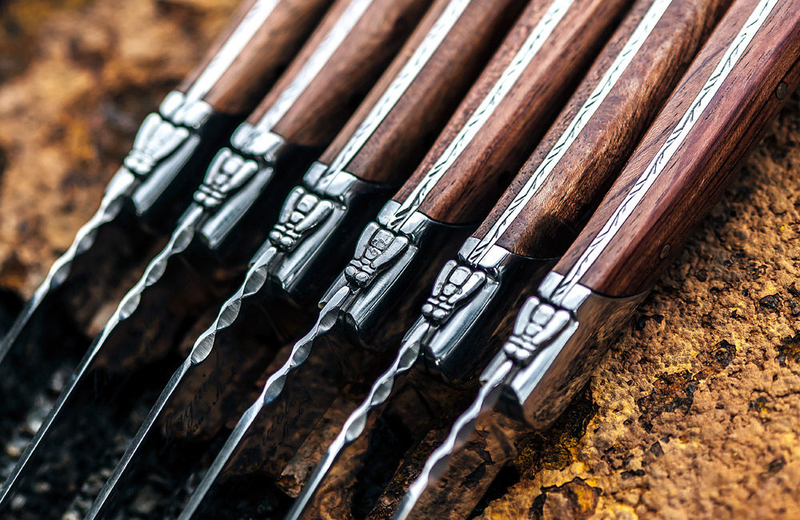 Laguiole luxury line set of 6 steak knives olive pakka rose, , medium image number null