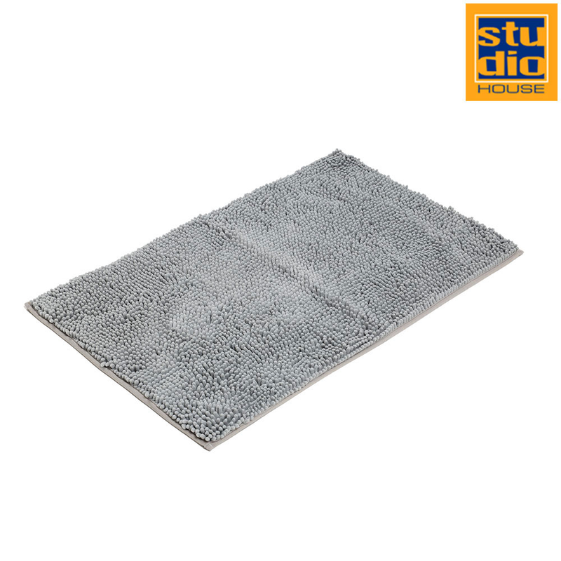 Studio house chenille bath mat anti-slip 50x80cm light grey, , medium-null