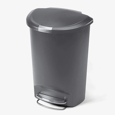 50l semi-round pedal bin plastic grey, , medium