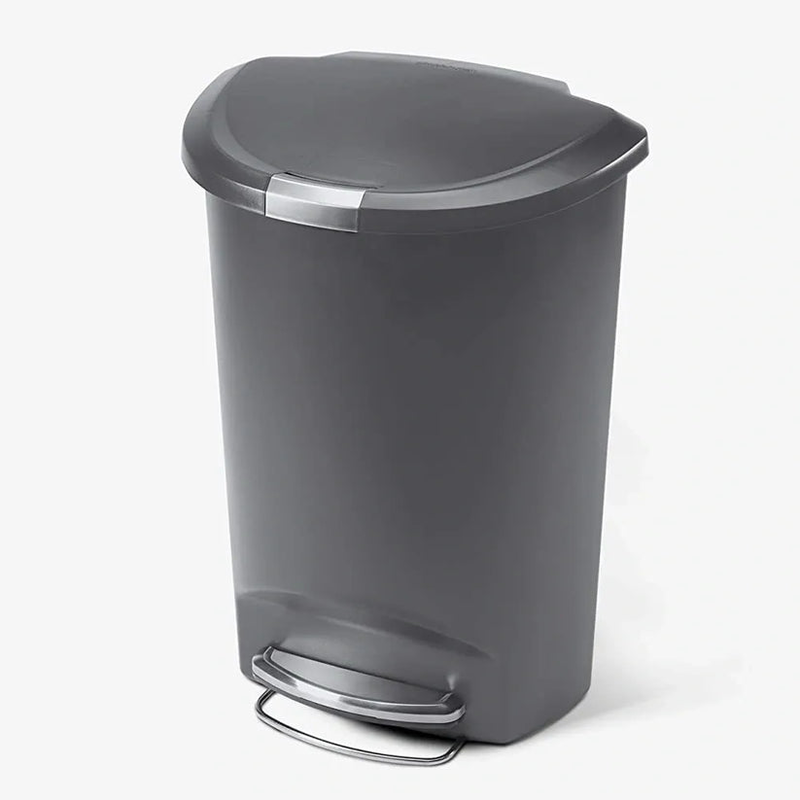 50l semi-round pedal bin plastic grey-null