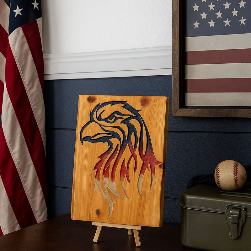 Tribal eagle head resin wall art, , medium-null