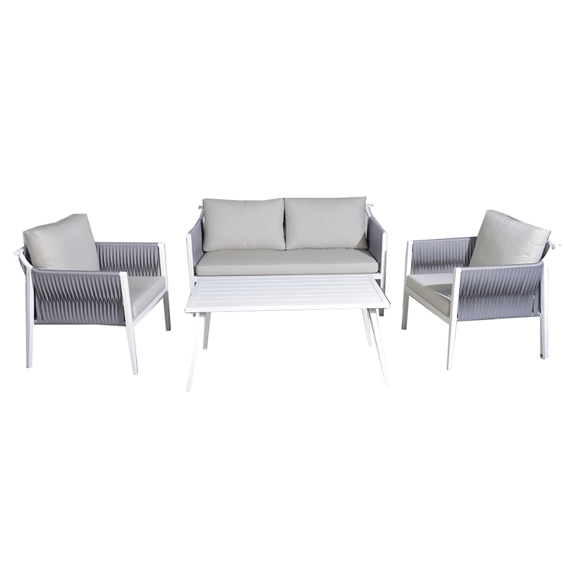 Product image: L.h garden set of 4 garden lounge aluminum with beige cushions-null