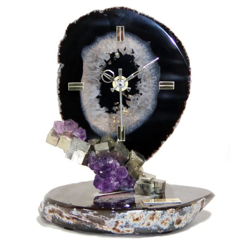 Agate clock agate base.small amethyst, , medium-null