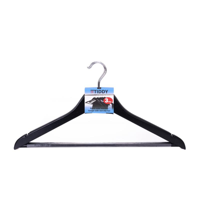 Wooden cloth hangers pvc 3 pieces - black, , medium