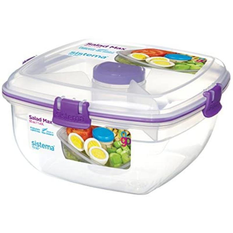 Sistema to go salad max 1.3l + cutlery - assorted colors, , medium-null