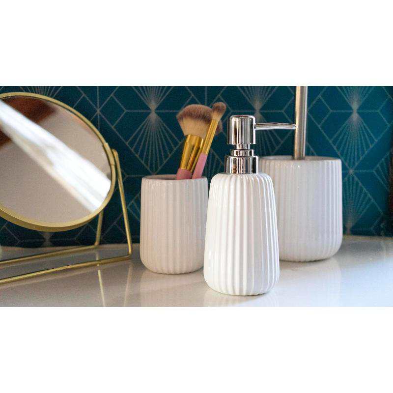 Stripes bath tumbler - white, , medium-null