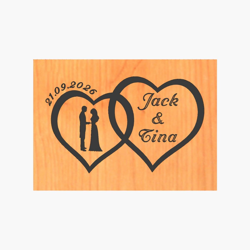 Custom wedding double hearts with romantic silhouette - green-null