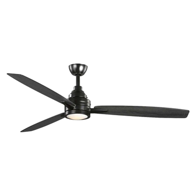 Sunlight 'rio' ceiling fan dc motor 3-plywood blades 52-inch black led 18w 1620lm 3cct remote control, , medium