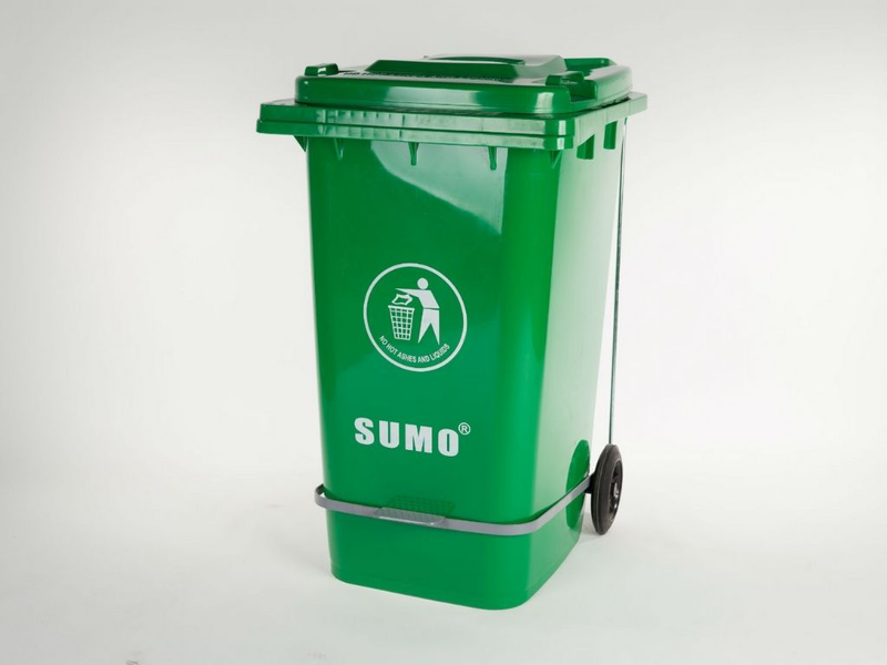 Product image: Πράσινος πλαστικός κάδος απορριμμάτων 240l με πενταλ-null