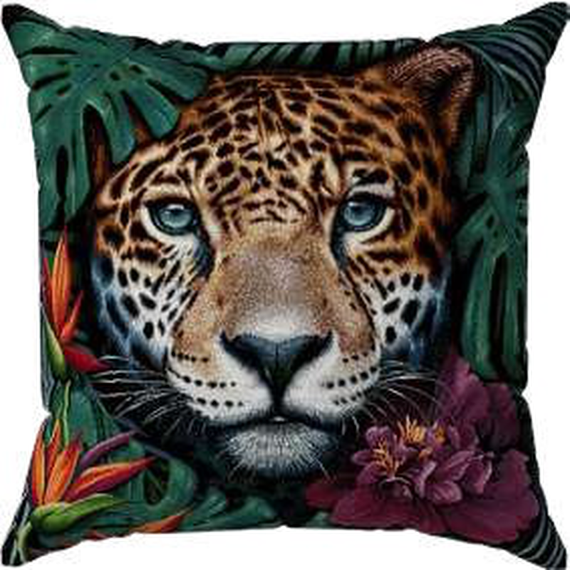 Decorative leopard face throw pillow-null