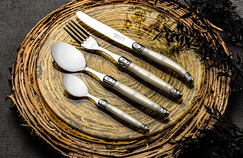 Laguiole premium line 24pcs cutlery set pearl 1.8mm thick blade, , medium image number null