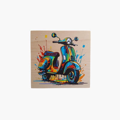 Vespa splash art print on wood, , medium