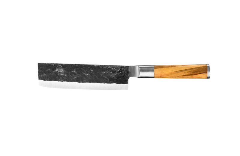 Forged olive wood 3pc knives set 440c japanese steel (chef's, 
vegetable, universal knife), , medium-null