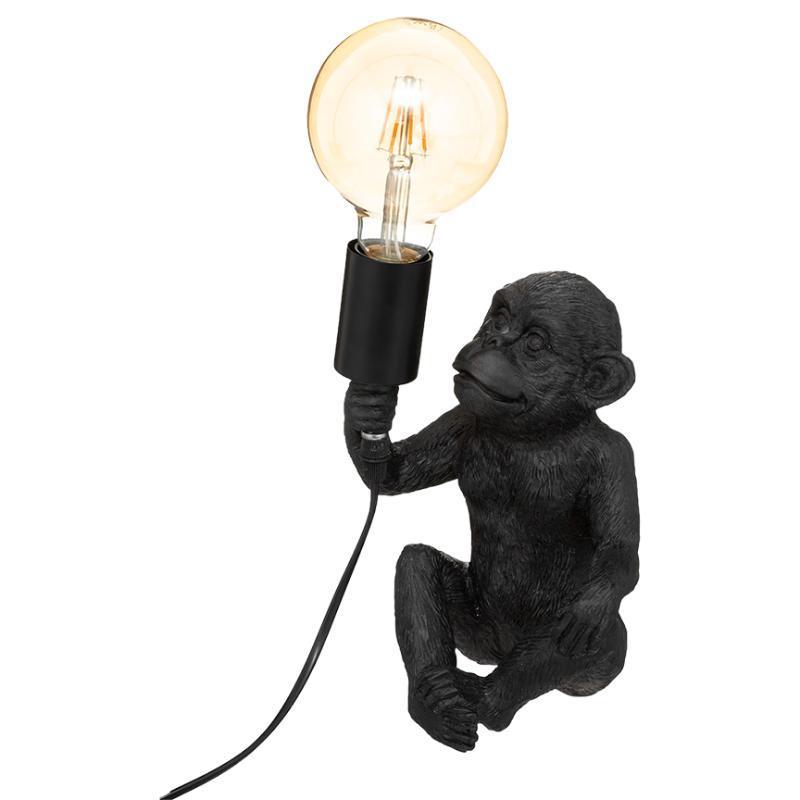 Atmosphera 'monkey' 1xe27 (max.40w) table lamp polyresin black ip20 l165xd150xh245mm, , medium image number null