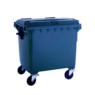 Dustbin 1100l plastic blue with wheels, Blue, medium