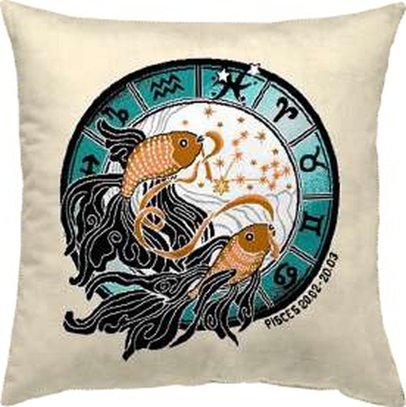 Decorative pisces zodiac sign throw pillow-null