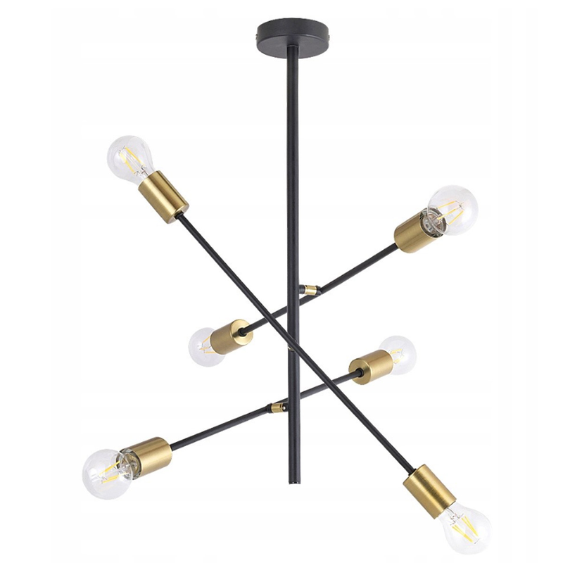 Lanny ceiling lamp with 6 lamps metal frame black with gold, , medium-null