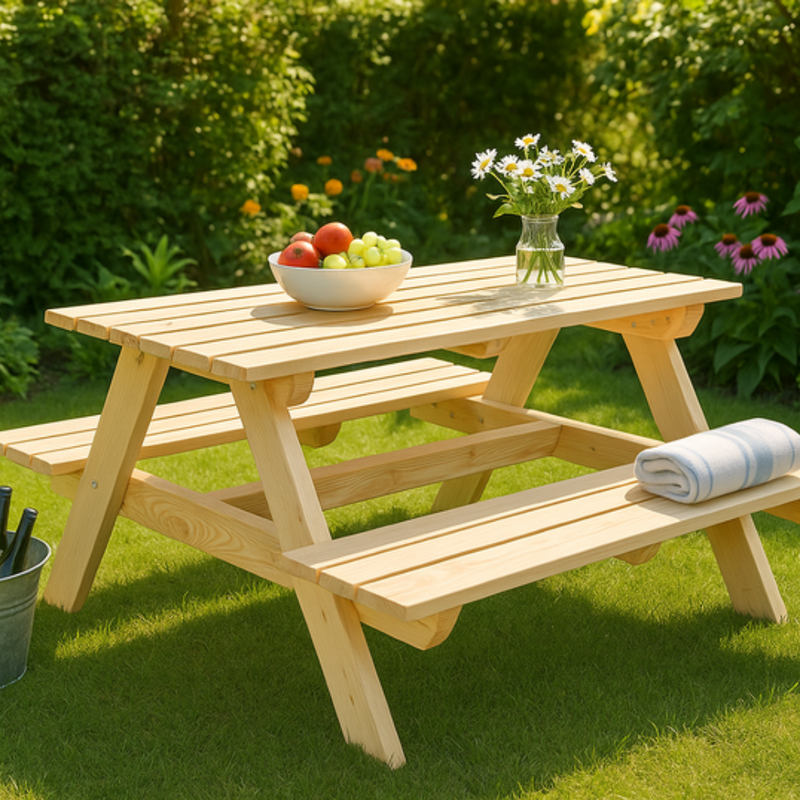 Product image: Tramontina σετ τραπέζι πάγκος πικνικ από φυσικό μασίφ ξύλο για τον κήπο, , medium-null
