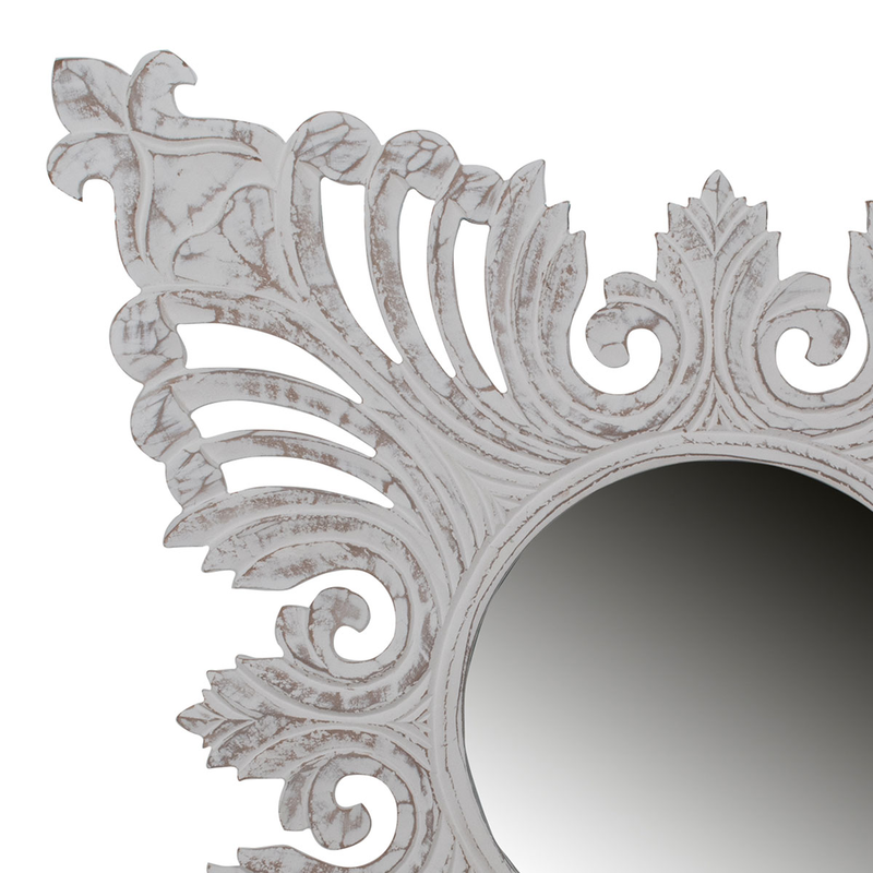 Wooden white mirror 35cm, , medium image number null