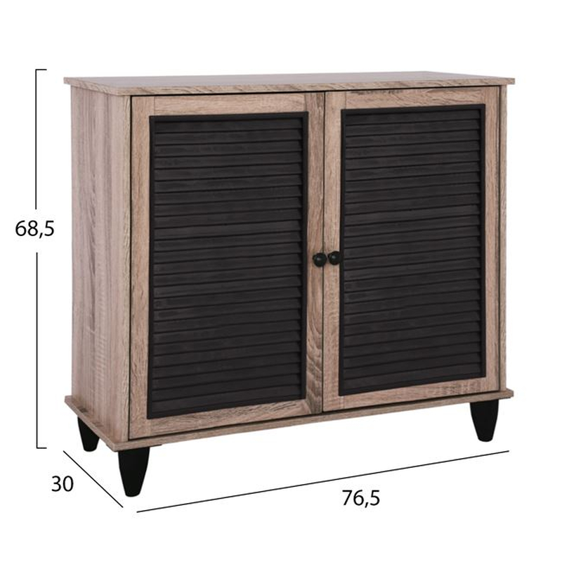 Shoe cabinet with 2 doors oak/black, , medium-null