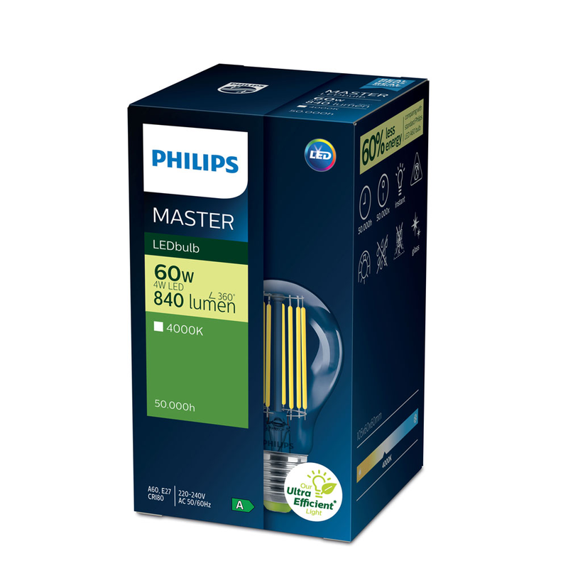 Philips mas ledbulbnd4-60w e27 840 a60 cl g eela, , medium-null