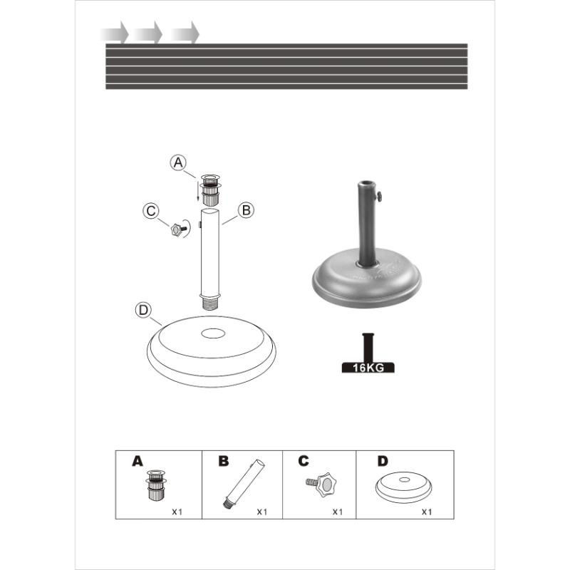 Product image: Round umbrella base grey 16kg, , medium-null
