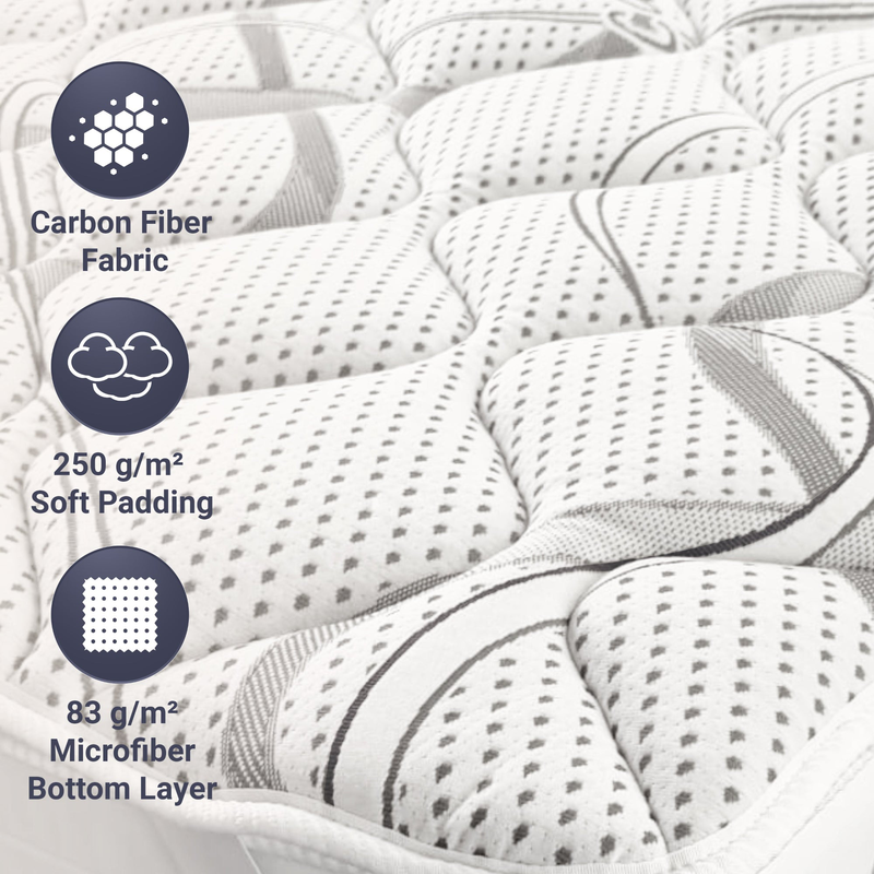 The white stone topper 130 x 190 cm | mattress topper with ergonomic properties | soft cotton padding | height 5 cm | breathable, hypoallergenic and anti-dust mite fabric-null