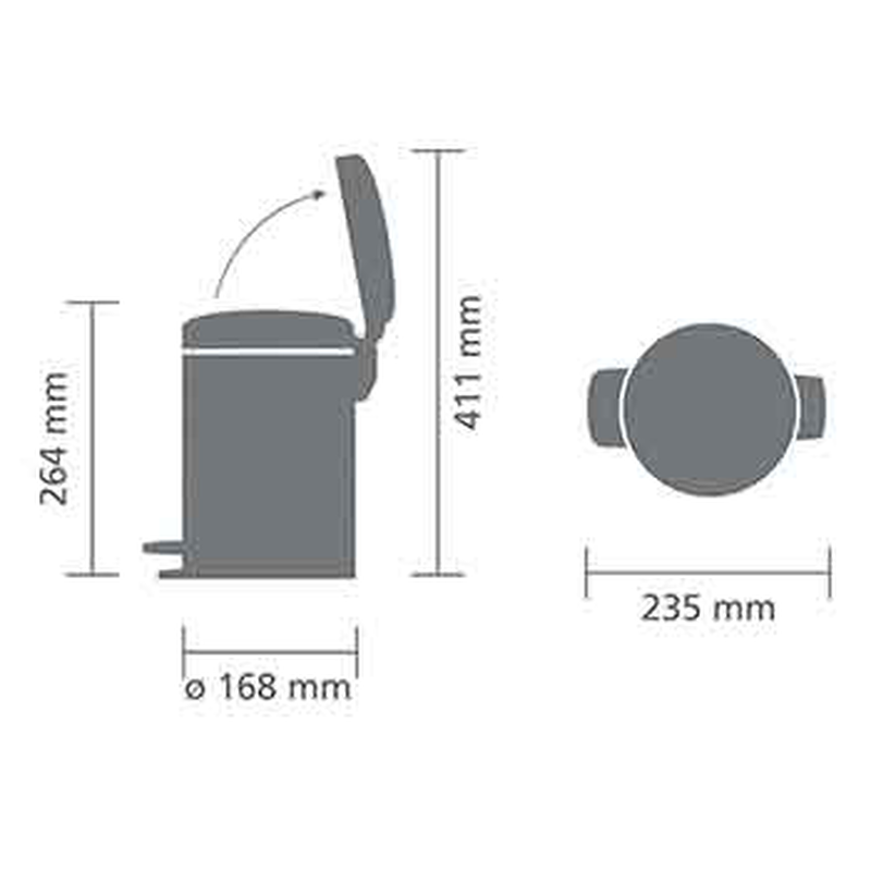 Brabantia new icon καδος απορριματων πενταλ 3l - ατσαλι, , medium-null
