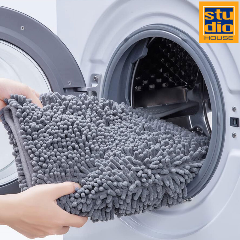 Studio house chenille bath mat anti-slip 50x80cm dark grey, , medium-null