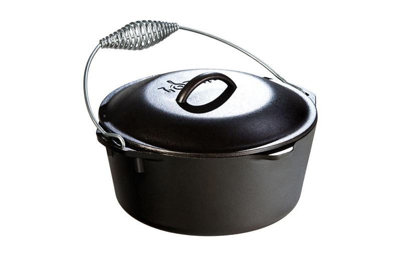 Lodge cast iron dutch oven 4.73 lt | 26cm with cast iron cap and stainless handle, , medium image number null