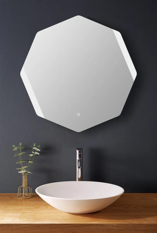 Led silver octagon mirror 100X100cm, , medium-null