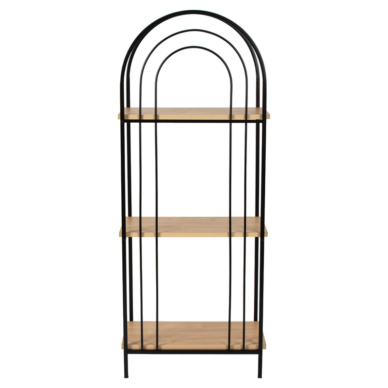 Black metal and wood shelf small, , medium-null